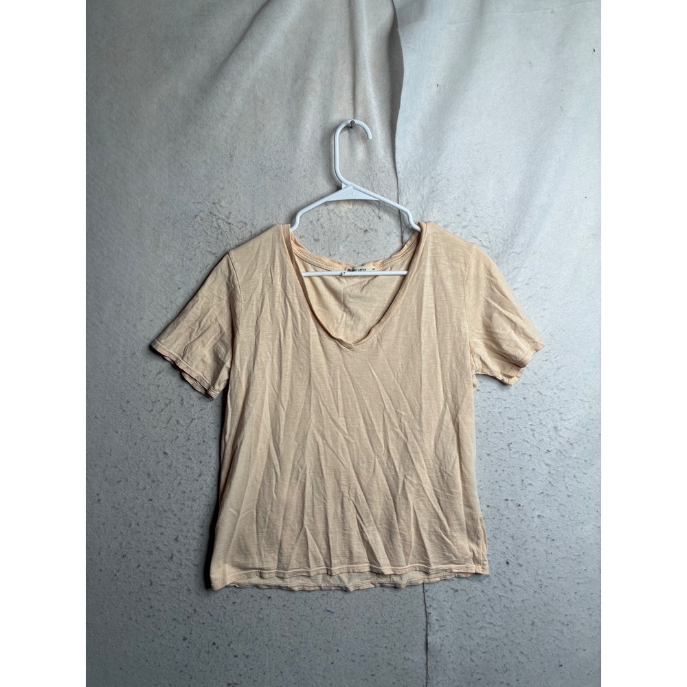 Marine Layer Womens Peach V-Neck Short Sleeve Supima Cotton Modal Tee XS